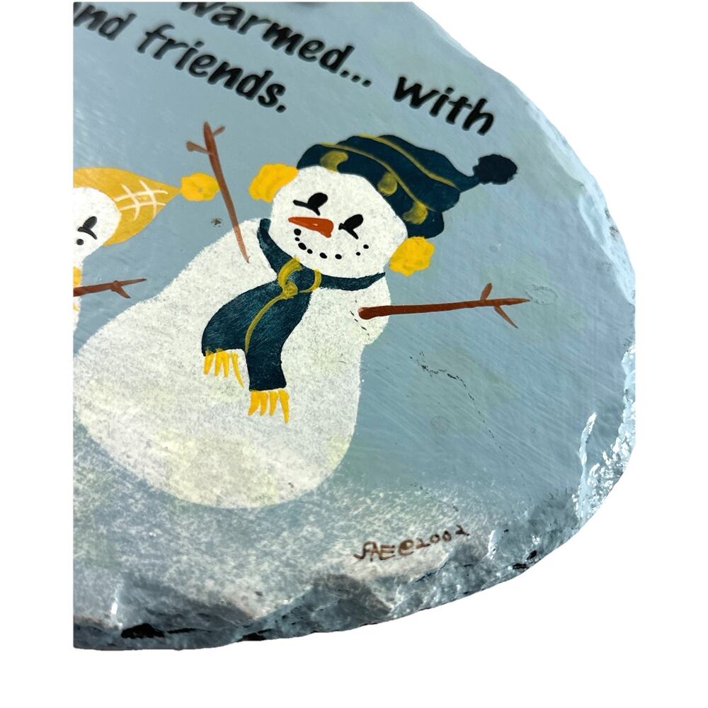 Plain Jane Snowman Family Slate Wall Plaque Winter Hearts Warmed Sign 9.5” USA - Picture 4 of 7